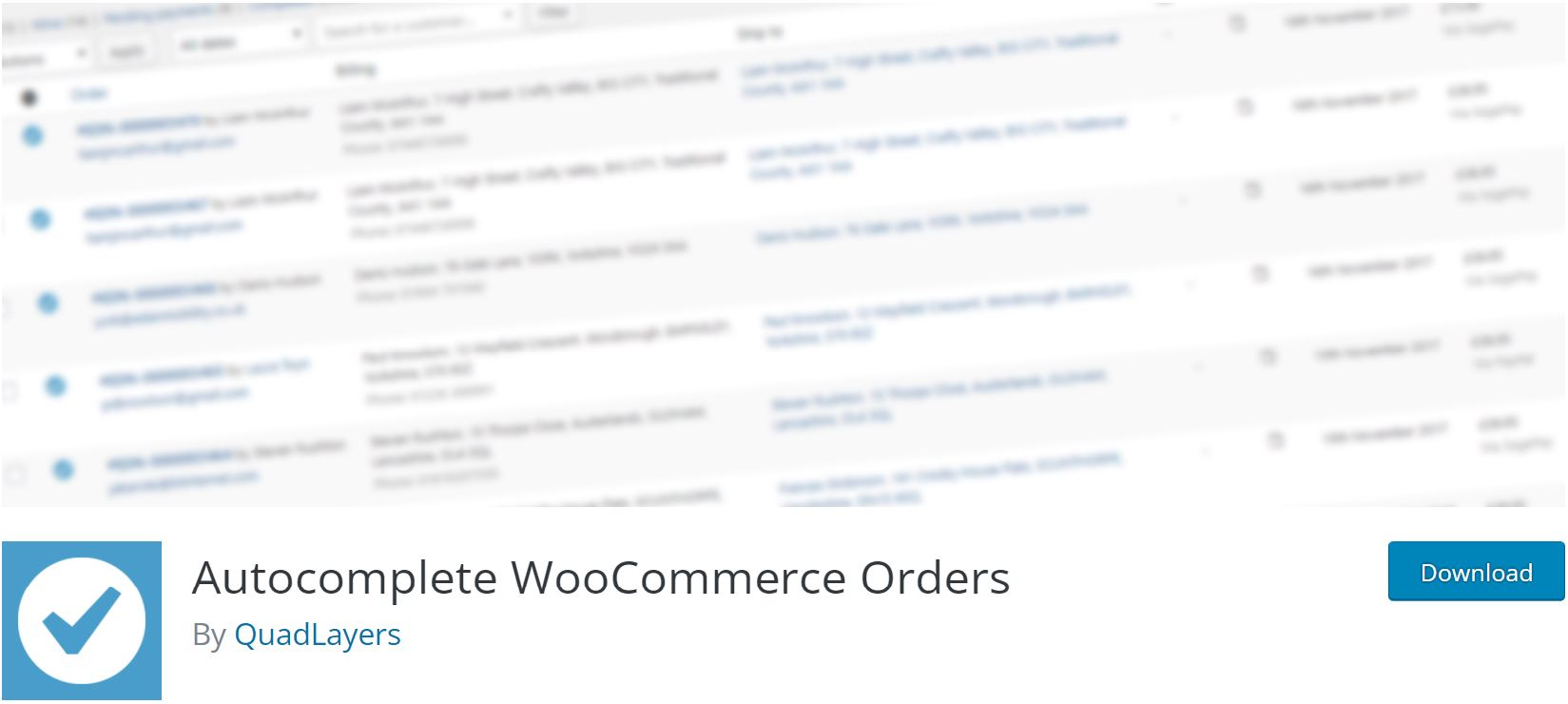 Autocomplete WooCommerce Orders plugin