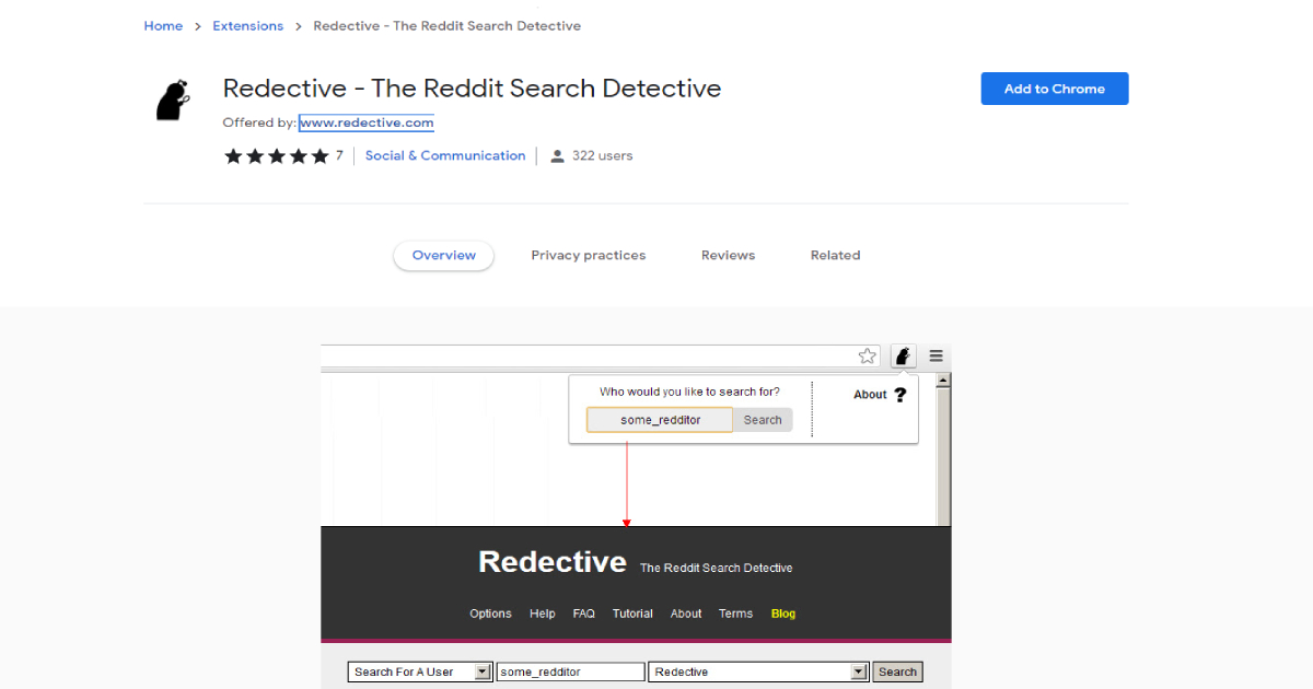 Redective-The Reddit Search Detective landing page