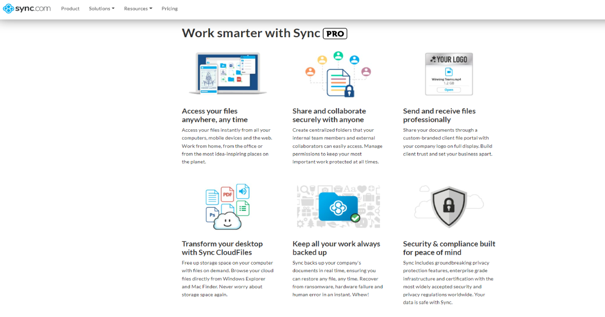 Sync landing page