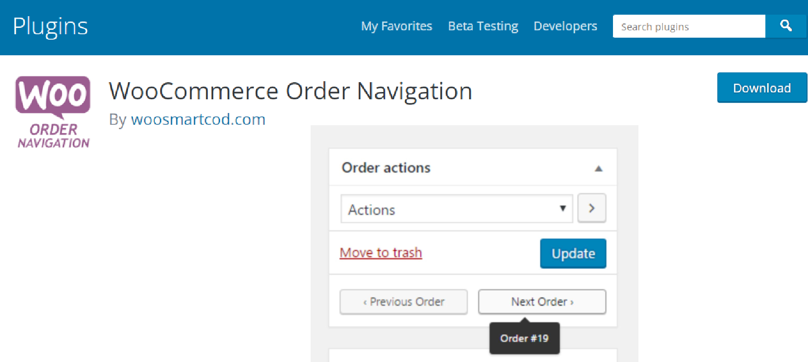 WooCommerce Order Navigation action plugin