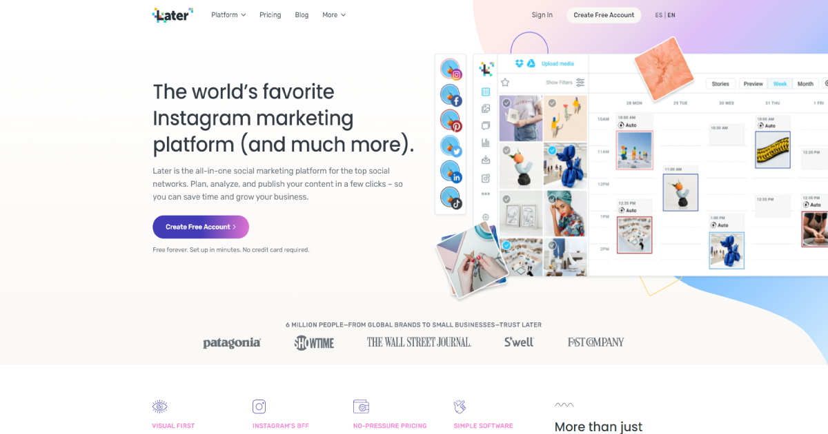 Later landing page