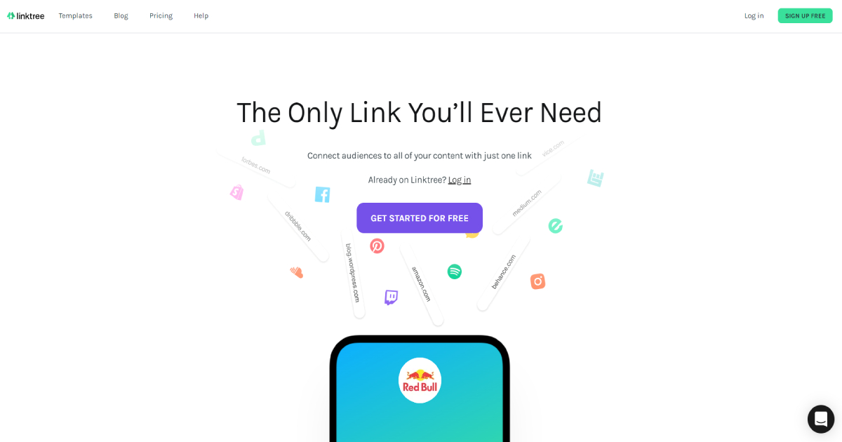 Linktree landing page