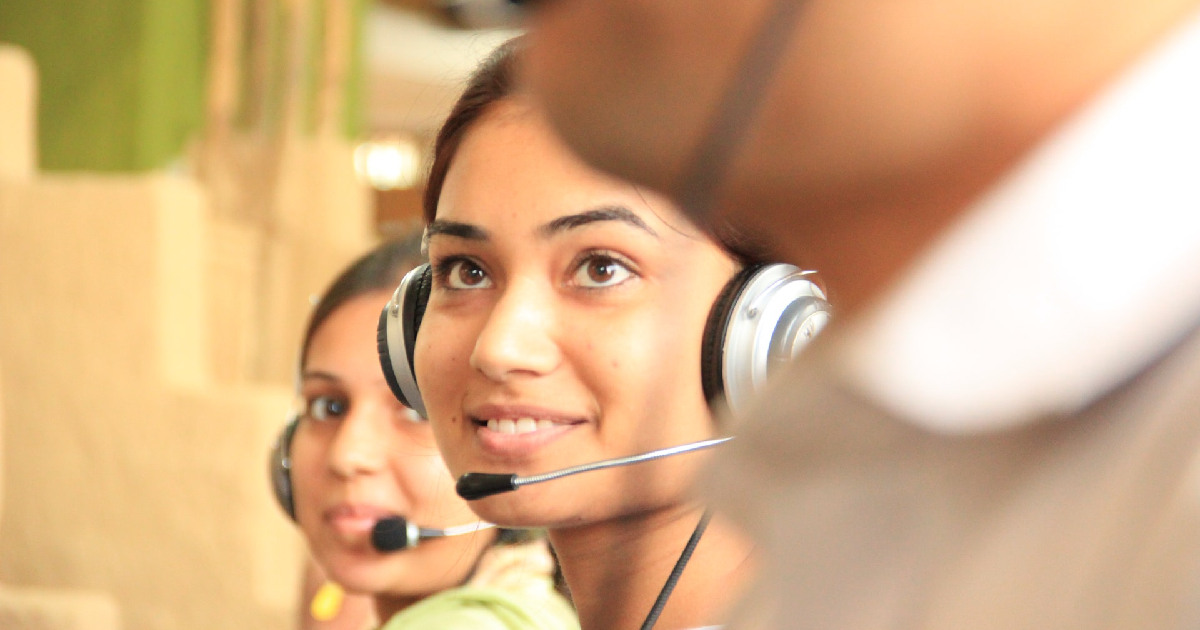 Woman with headset