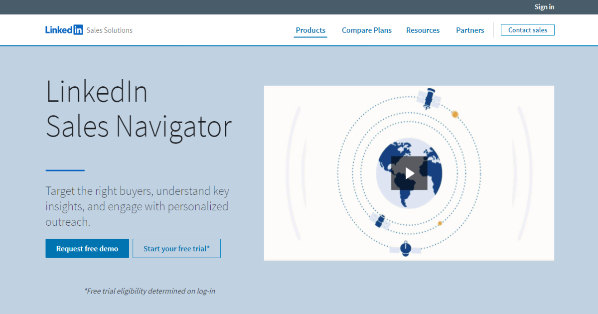 LinkedIn Sales Navigator landing page