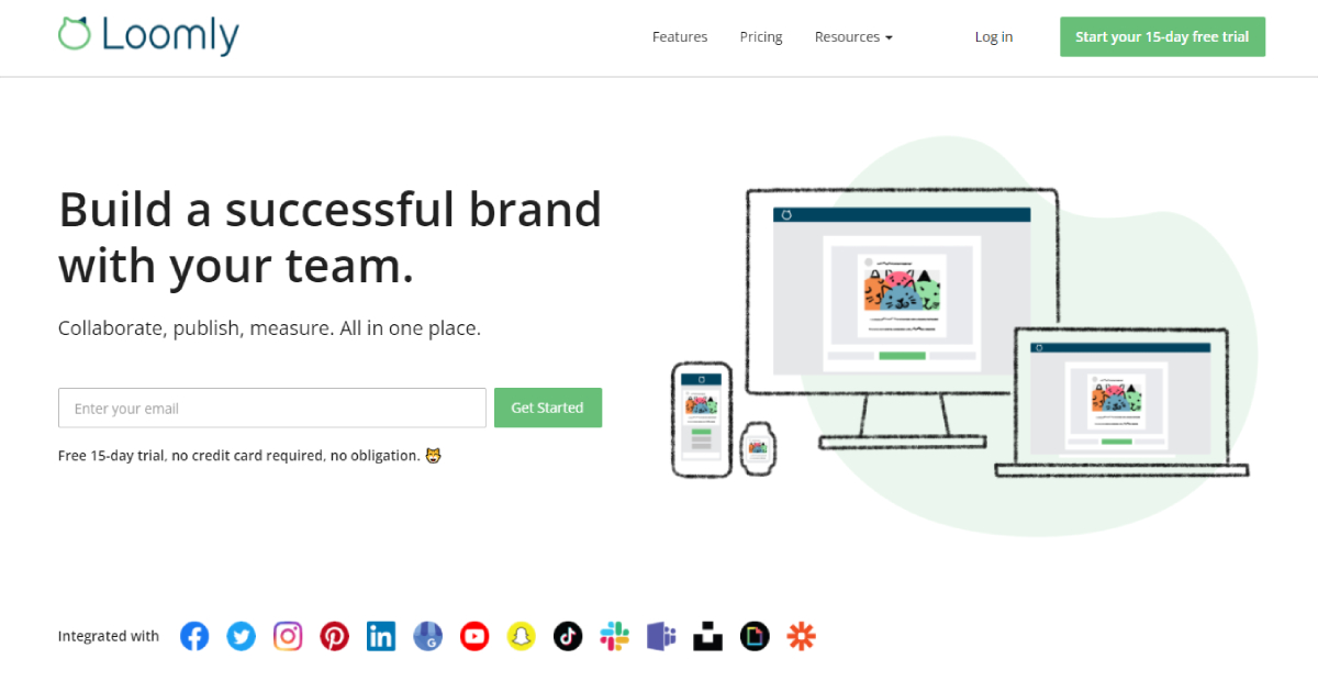 Loomly landing page