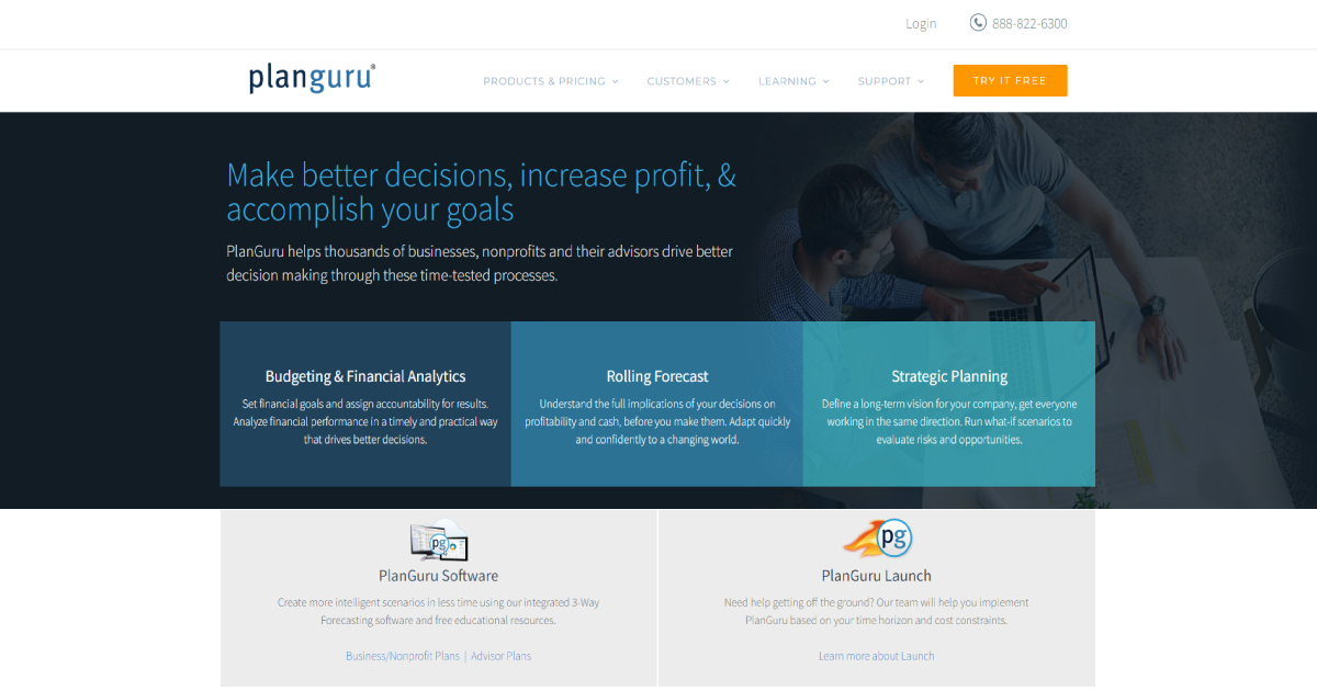 PlanGuru landing page