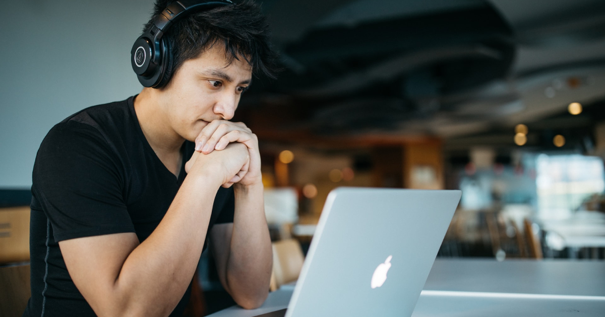 Man watching laptop