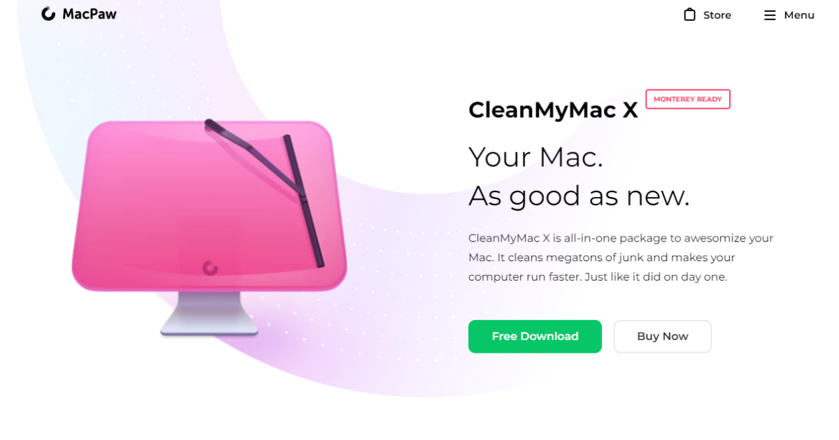 CleanMyMac X landing page