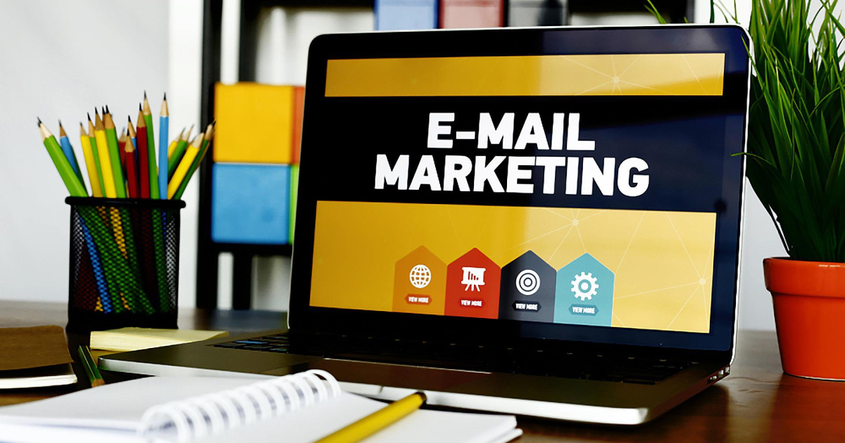 E-mail marketing written on laptop