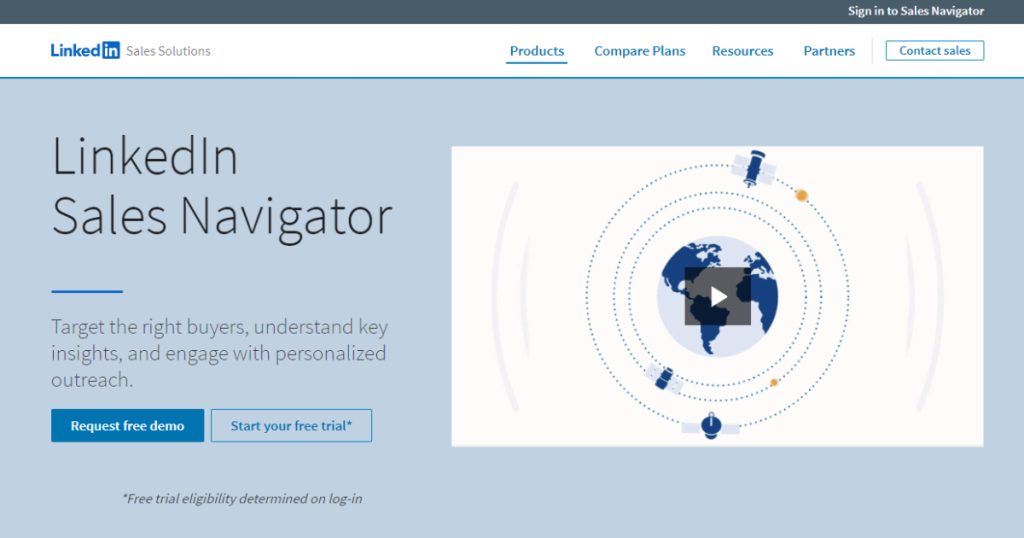LinkedIn Sales Navigator landing page