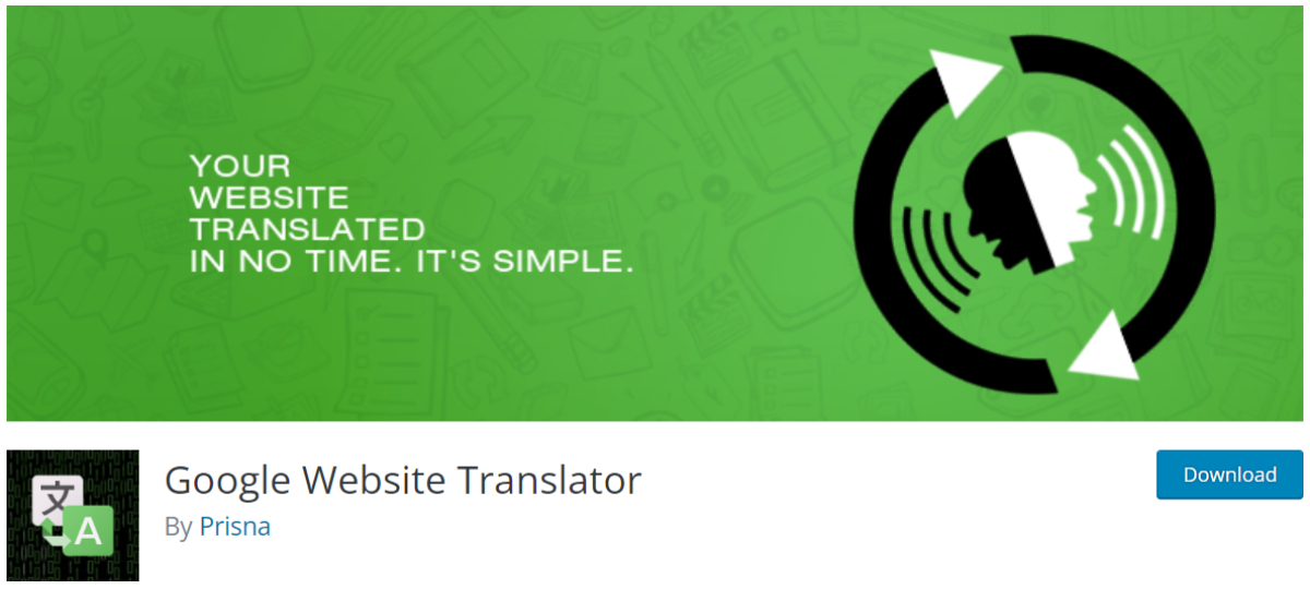 Google Website Translator plugin page