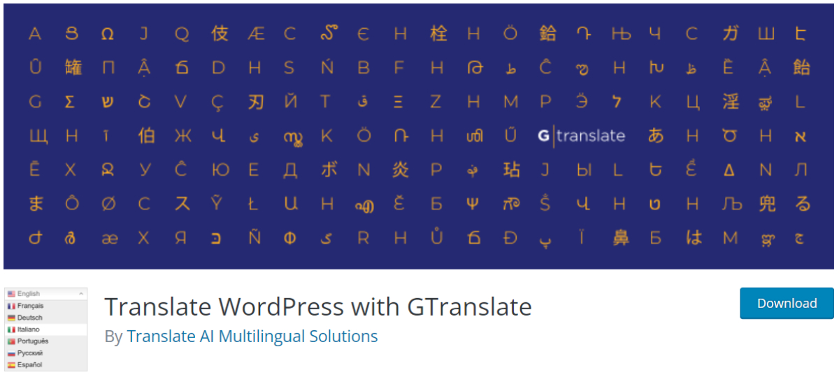 GTranslate plugin page