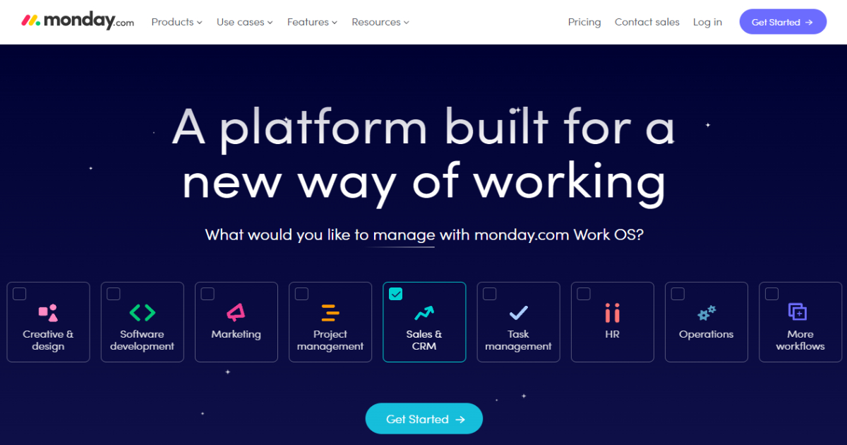 Monday.com landing page