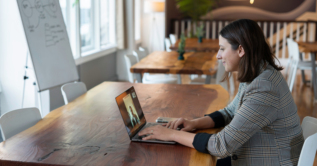 Woman conducting live chat