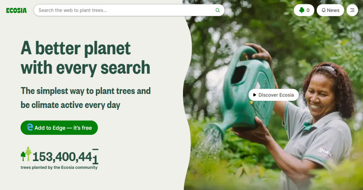 Ecosia landing page