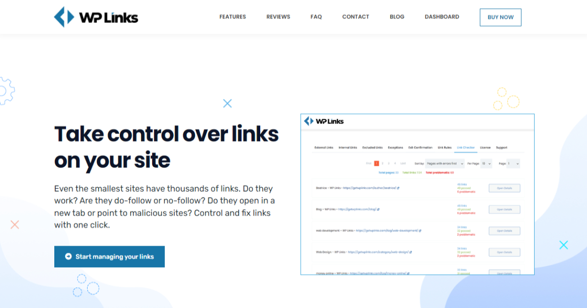 WP Links landing page layout
