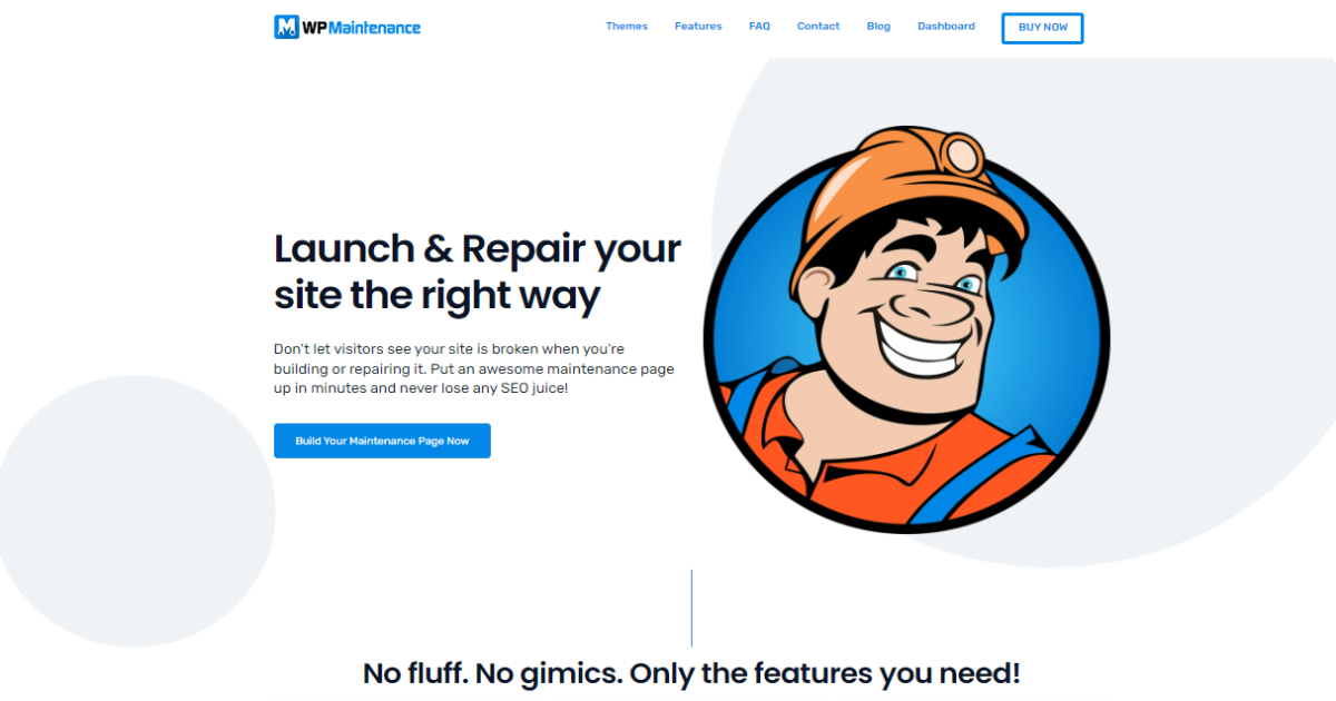 WP Maintenance landing page layout