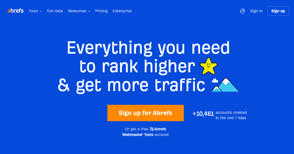 Ahrefs landing page