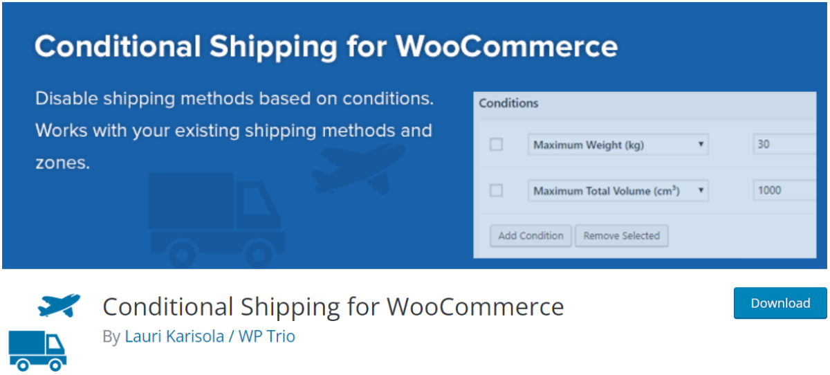 Conditional Shipping for WooCommerce plugin page
