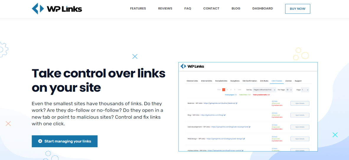 WP Links landing page overview