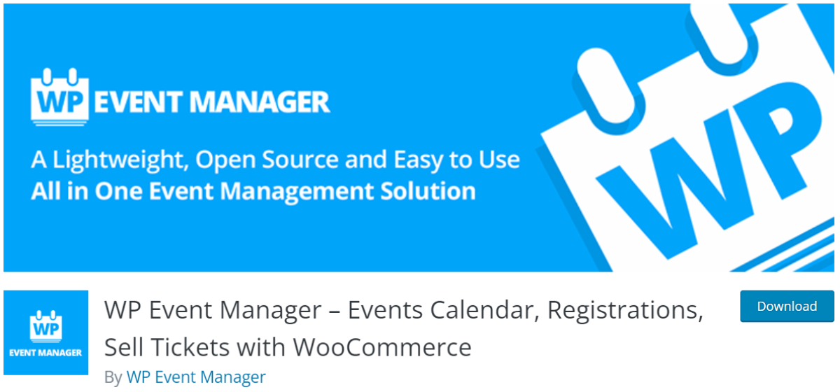 WP Event Manager plugin page