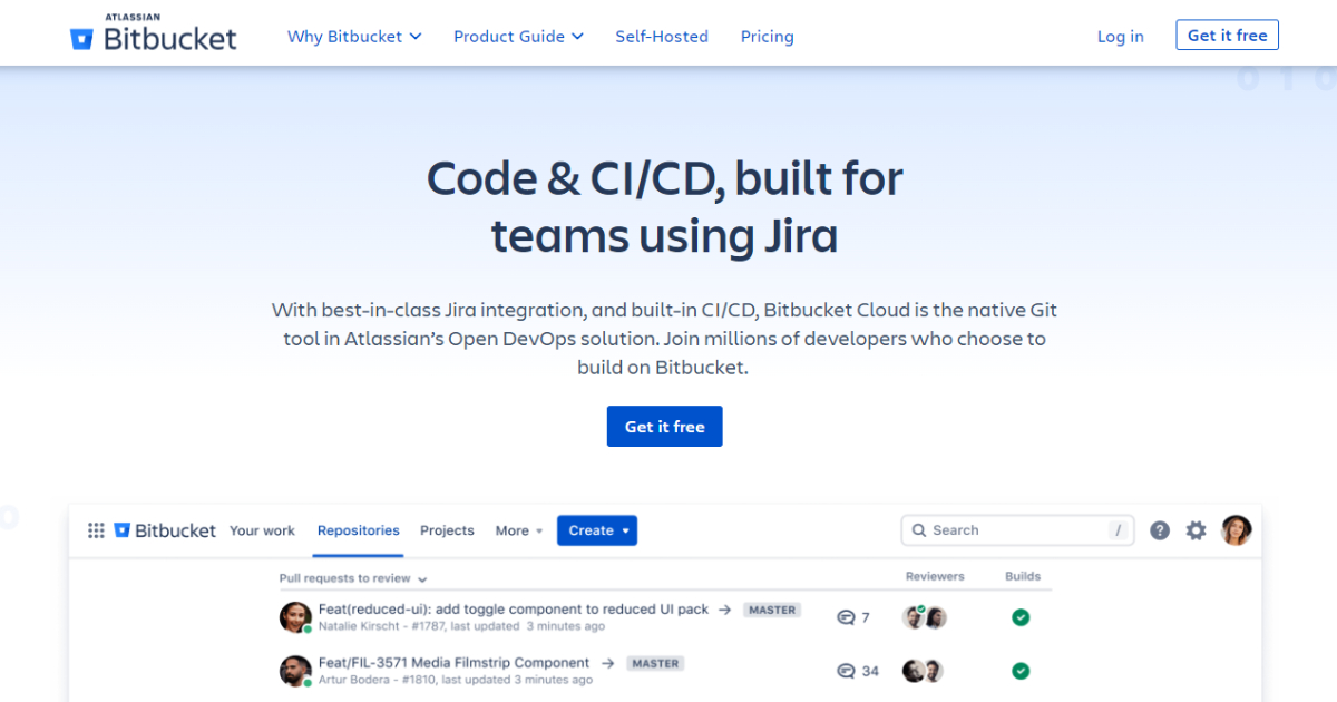 Bitbucket landing page