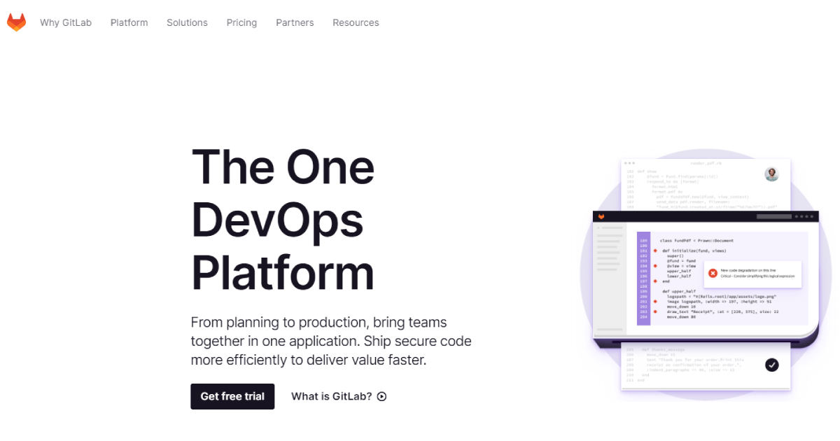 GitLab landing page