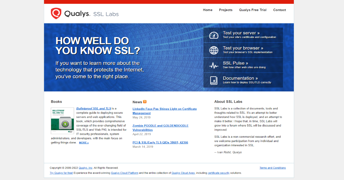 SSL Labs landing page